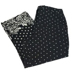 Larry Levine Size 6 Polka‎ dot flower black white Capri Pants